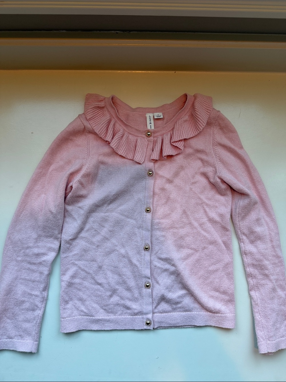 Soft Pink Ruffle Collar Cardigan Sweater